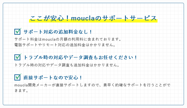 ここが安心！mouclaのサポートサービス
